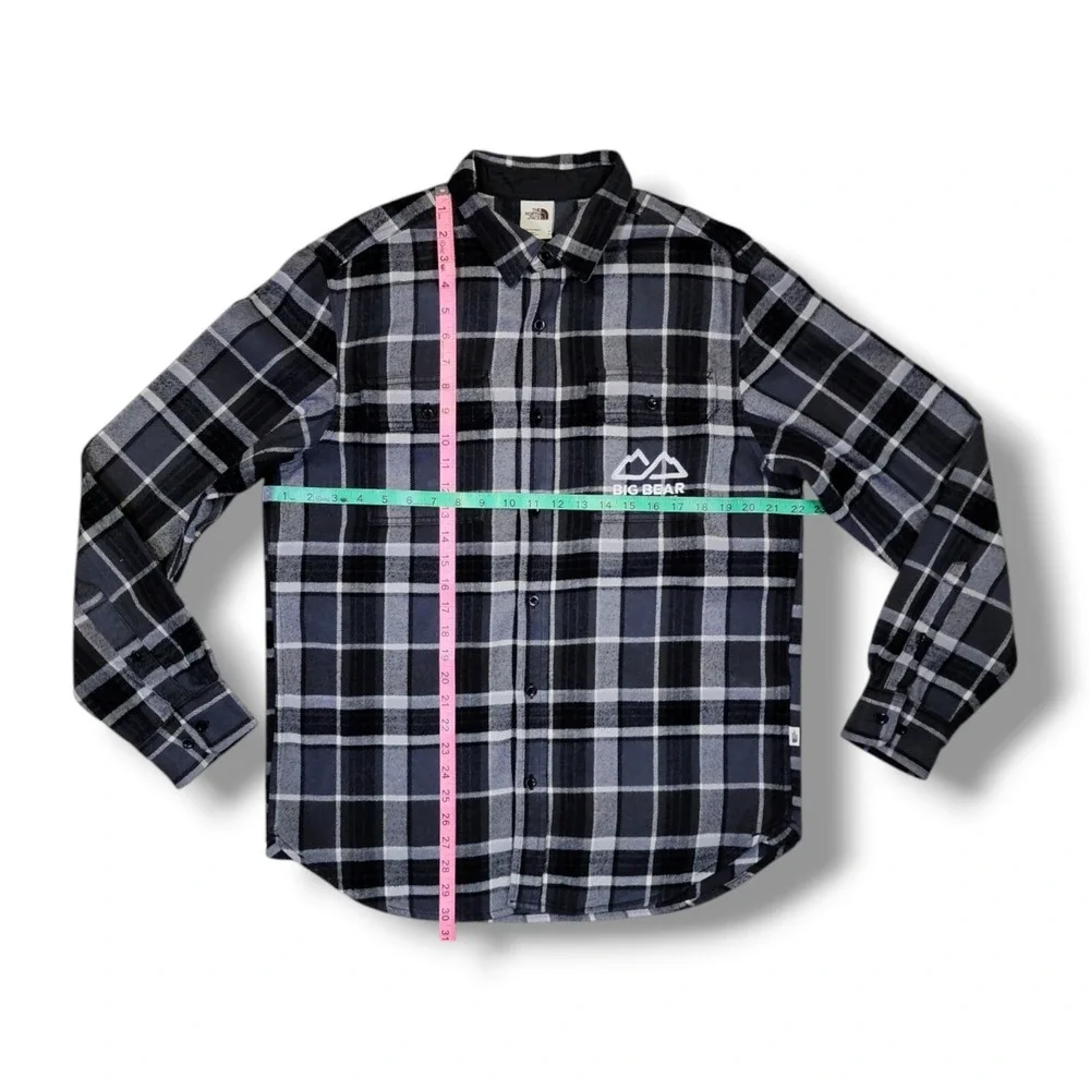 The North Face Gray Black White Plaid Long Sleeve Flannel Shirt Men's‎ M